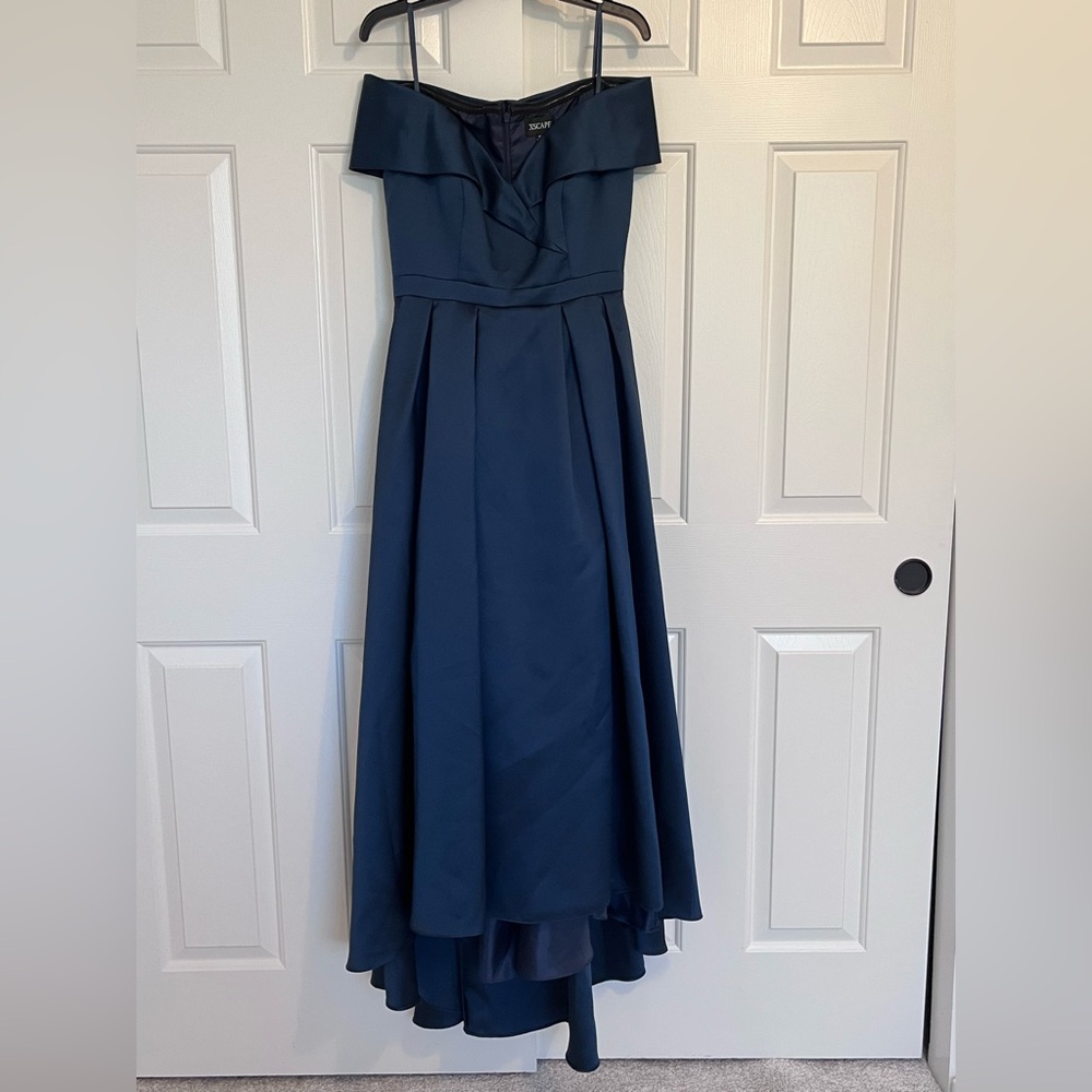 Xscape Women's Sweetheart-Neck High-Low Ballgown, Midnight Blue, size 6, worn 1x - Picture 2 of 13